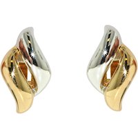 Finesse Two-Tone Wave Shape Clip-On Earrings, Gold/Silver