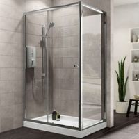 Plumbsure Rectangular Shower Enclosure Tray & Waste Pack With Single Sliding Door (W)1200mm (D)760mm