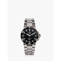Oris 01 733 7653 4154-07 8 26 01PEB Men's Aquis Date Bracelet Strap Watch, Silver/Black