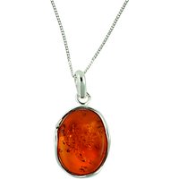 Be-Jewelled Sterling Silver Amber Free Form Pendant Necklace, Orange