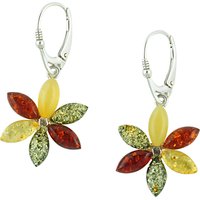 Be-Jewelled Flower Design Drop Earrings, Multi