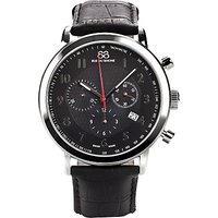 88 Rue Du Rhone 87WA120047 Men's Chronograph Leather Strap Watch, Black