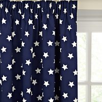 Little Home At John Lewis Glow In The Dark Star Blackout Lined Pencil Pleat Children's Curtains, Navy