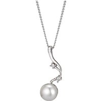 A B Davis Freshwater Pearl And Cubic Zirconia Vine Pendant Necklace, Silver/White