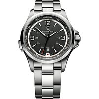 Victorinox 241569 Men's Night Vision Bracelet Strap Watch, Silver/Black