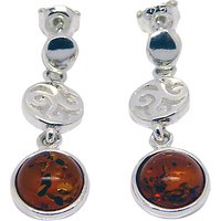 Goldmajor Amber And Sterling Silver Sunset Disc Earrings, Silver/Amber