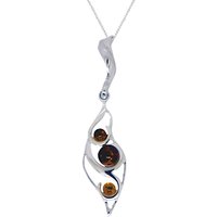 Goldmajor Two Tone Amber And Sterling Silver Pendant Necklace, Silver/Amber