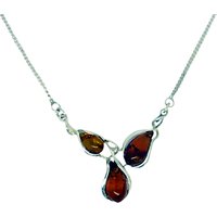Goldmajor Amber And Sterling Silver Curved Teardrop Collar Necklace, Silver/Amber