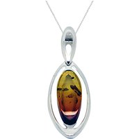Goldmajor Amber And Sterling Silver Marquise Pendant Necklace, Silver/Amber