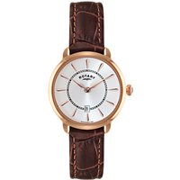 Rotary LS02919/03 Women's Elise Leather Strap Watch, Brown/White