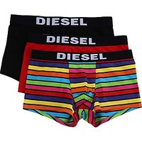 Diesel Rainbow Plain Stripe Trunks, Pack Of 3, Black/Red/Multi