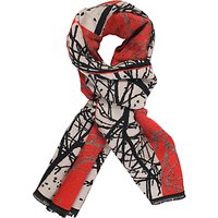 Chesca Ruby Striking Forest Pattern Scarf, Red/Black