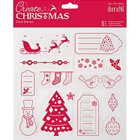 Docrafts Christmas Stamps, Pack Of 14, Clear