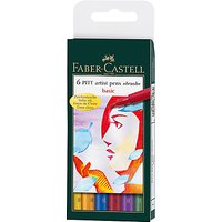 Faber-Castell Pitt Artist Pens, Pack Of 6, Basic