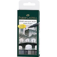 Faber-Castell Pitt Pen Brush Set, Pack Of 6, Grey