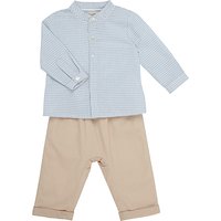John Lewis Heirloom Collection Baby Gingham Shirt And Trousers Set, Grey/White