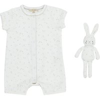 John Lewis Heirloom Collection Baby Printed Romper With Toy, White