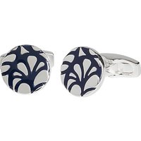 Simon Carter For John Lewis Silver Plated Round Embossed Cufflinks, Navy