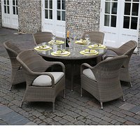 4 Seasons Outdoor Sussex 6 Seater Dining Set With Lazy Susan, Taupe