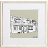 Letterfest Personalised House Illustration, Chalky White Frame, 44.8 X 44.8cm