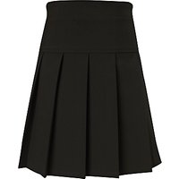 John Lewis Girls' Adjustable Waist Panel Pleat School Skirt, Black