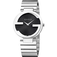 Gucci YA133307 Women's Interlocking G Bracelet Strap Watch, Silver/Black