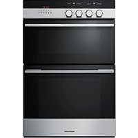 Fisher & Paykel OB60B77CEX3 Built-In Double Electric Oven, Brushed Stainless Steel And Black Glass