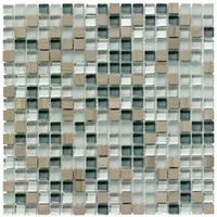 Mini Stone/Glass Grey Glass & Stone Mosaic Tile (L)300mm (W)300mm