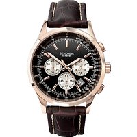 Sekonda 3413.27 Men's Chronograph Leather Strap Watch, Brown/Black