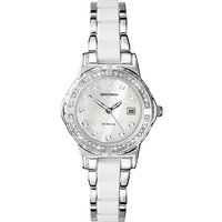 Sekonda 4674.27 Women's Diamante Pearlescent Bracelet Strap Watch, Silver/White