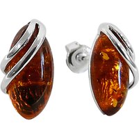 Goldmajor Marquise Amber Sterling Silver Stud Earrings, Cognac