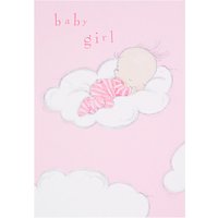 Woodmansterne Sleeping On Fluffy Cloud New Baby Girl Greeting Card