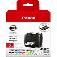 Canon PGI-2500XL Black, Cyan, Magenta & Yellow Ink Cartridge Multipack, Pack Of 4