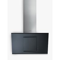 Fisher & Paykel HT90GBH2 Angled Chimney Cooker Hood, Stainless Steel / Black Glass