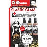 Marabu Fabric Spray Paint Shimmer Glam Set, Pack Of 3, Gold/Silver
