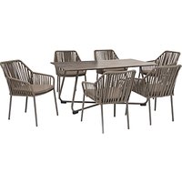 KETTLER Manhattan 6 Seater 'Twist' Table & Chairs Set, Taupe