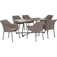 KETTLER Manhattan 6 Seater Table And Wrap Chairs Set, Taupe
