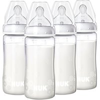 NUK First Choice+ Baby Bottle With Size 1 Silicone Teat, Pack Of 4