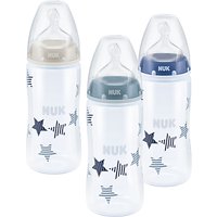 NUK First Choice+ Stars Baby Bottle With Size 1 Silicone Teat, Pack Of 3