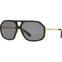 Dolce & Gabbana DG2167 Polarised Aviator Sunglasses, Black/Grey
