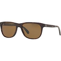 Polo Ralph Lauren PH4116 Polarised Square Sunglasses, Dark Tortoise/Brown