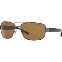 Polo Ralph Lauren PH3087 Polarised Rectangular Sunglasses, Tortoise/Brown