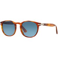 Persol PO3157S Terra Di Siena Oval Sunglasses, Tortoise/Blue Gradient