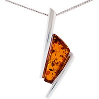 Be-Jewelled Sterling Silver Art Deco Amber Pendant, Silver/Cognac