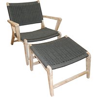 LG Outdoor Hanoi Harbour Steamer Armchair With Footstool, FSC-Certified (Acacia), Whitewash