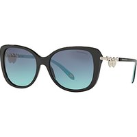 Tiffany & Co TF4129 Polarised Rectangular Sunglasses, Matte Black/Blue Gradient