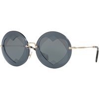 Miu Miu MU 01SS Round Sunglasses, Gold/Dark Grey