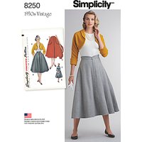 Simplicity Misses' Women's Vintage 1950's Skirt And Bolero Sewing Pattern, 8250
