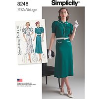 Simplicity Women's 1930s Dresses Sewing Pattern, 8248