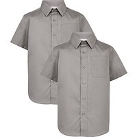 John Lewis Boys' Short Sleeve School Shirt, Pack Of 2, Grey